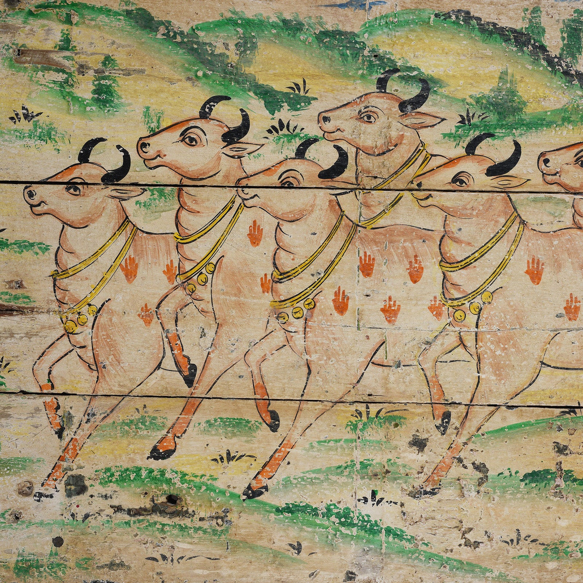 Vintage Painted Cow Panel