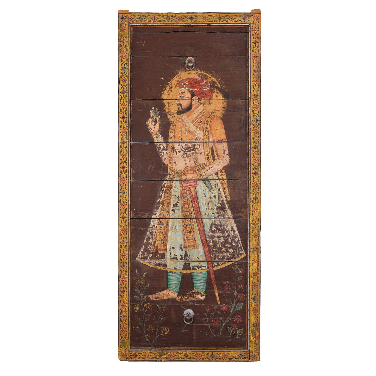 Vintage Painted Teak Maharaja Panel - Circa 1960