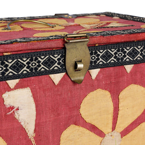 Vintage Floral Textile Box From Rajasthan - Ca 1950
