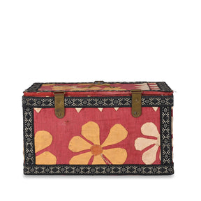 Vintage Floral Textile Box From Rajasthan - Ca 1950