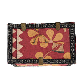 Vintage Floral Textile Box From Rajasthan - Ca 1950