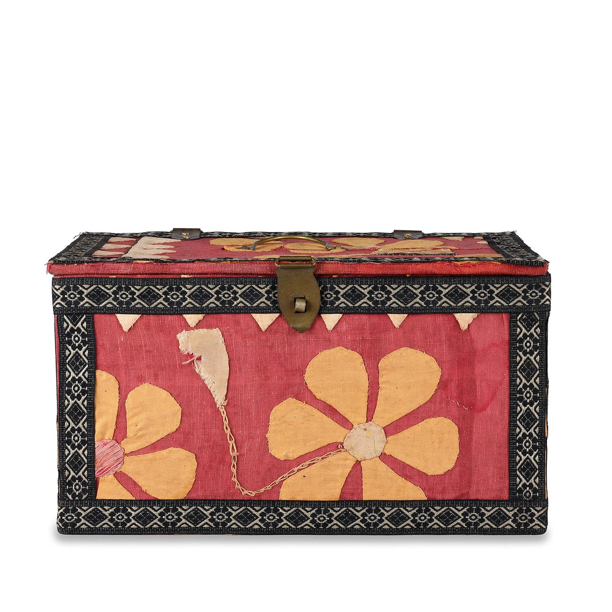 Vintage Floral Textile Box From Rajasthan - Ca 1950