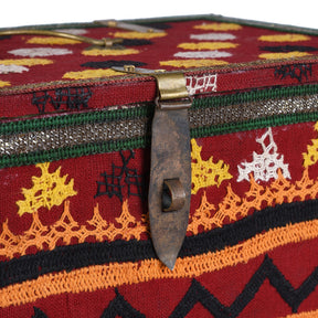 Vintage Geometric Design Textile Box From Rajasthan - Ca 1950