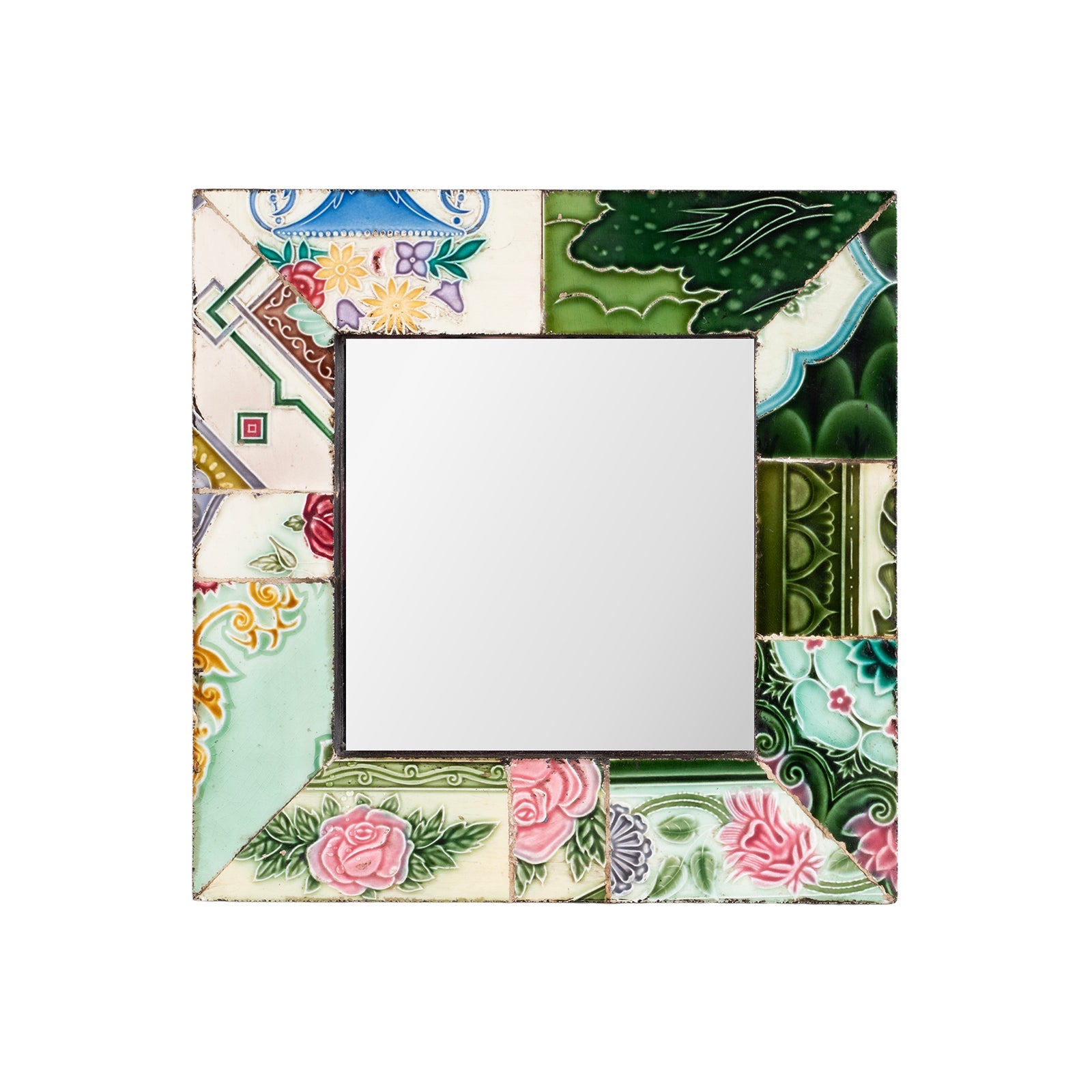 Small Mirror Made From Old Peranakan Ceramic Tiles