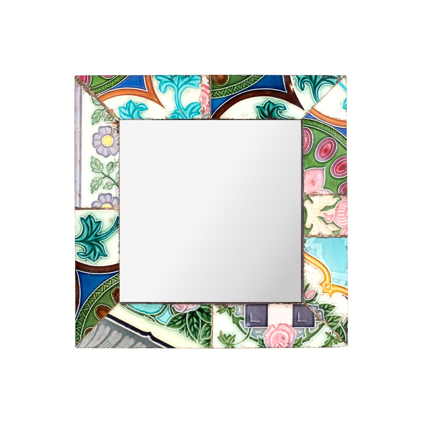Small Mirror Made From Old Peranakan Ceramic Tiles