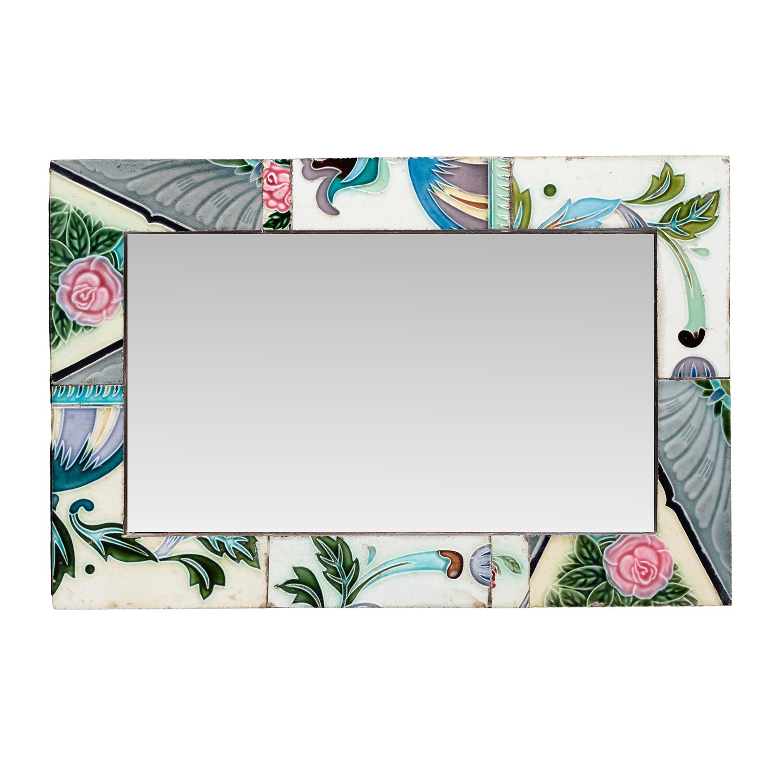 Art Deco Mirror Made From Old Peranakan Ceramic Tiles