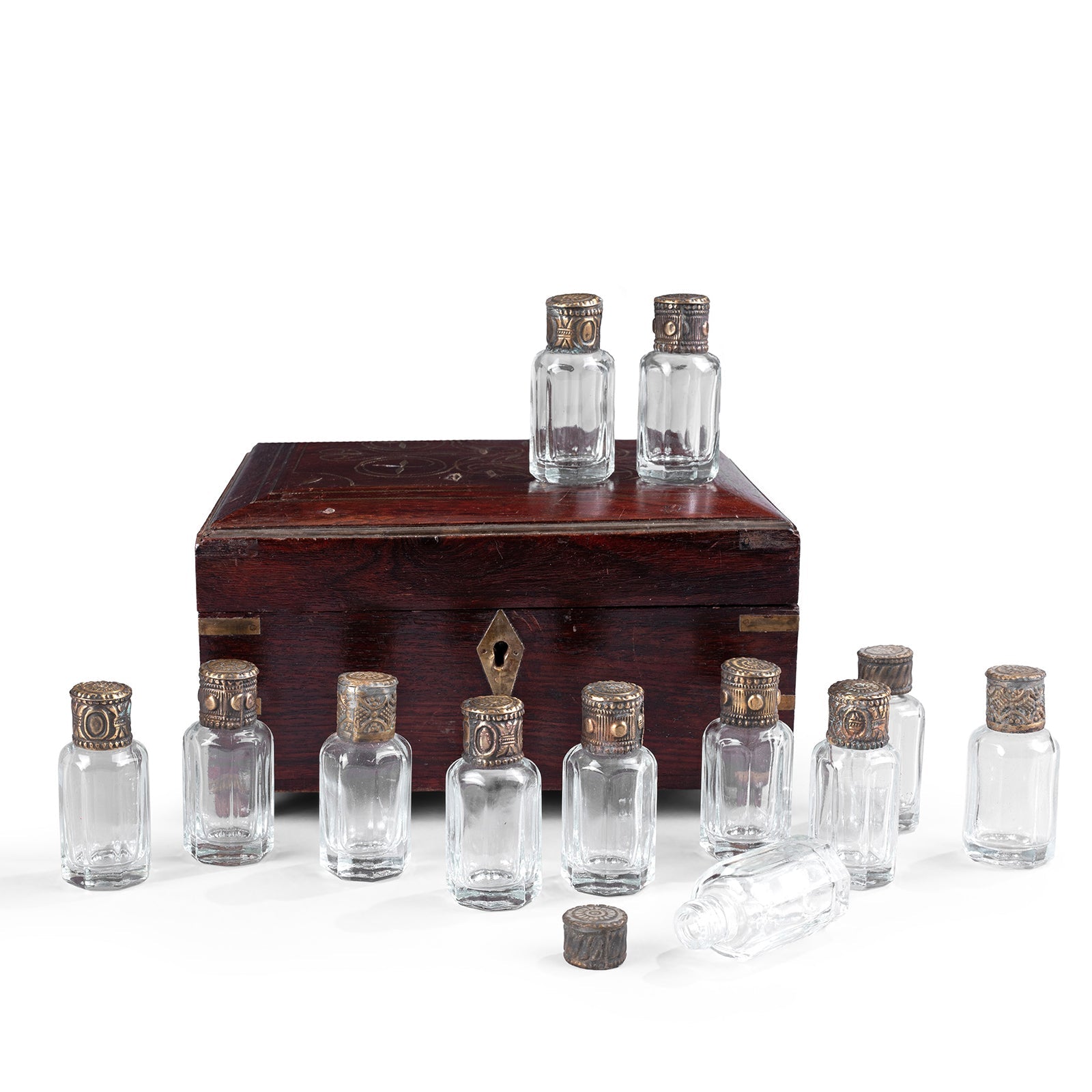 Rosewood Scent Bottle Box From Lucknow - 19th Century