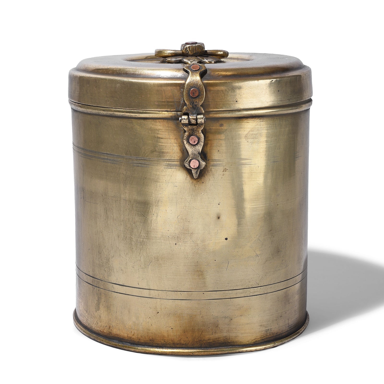 Large Brass Food Caddy From Bombay - Ca 1920