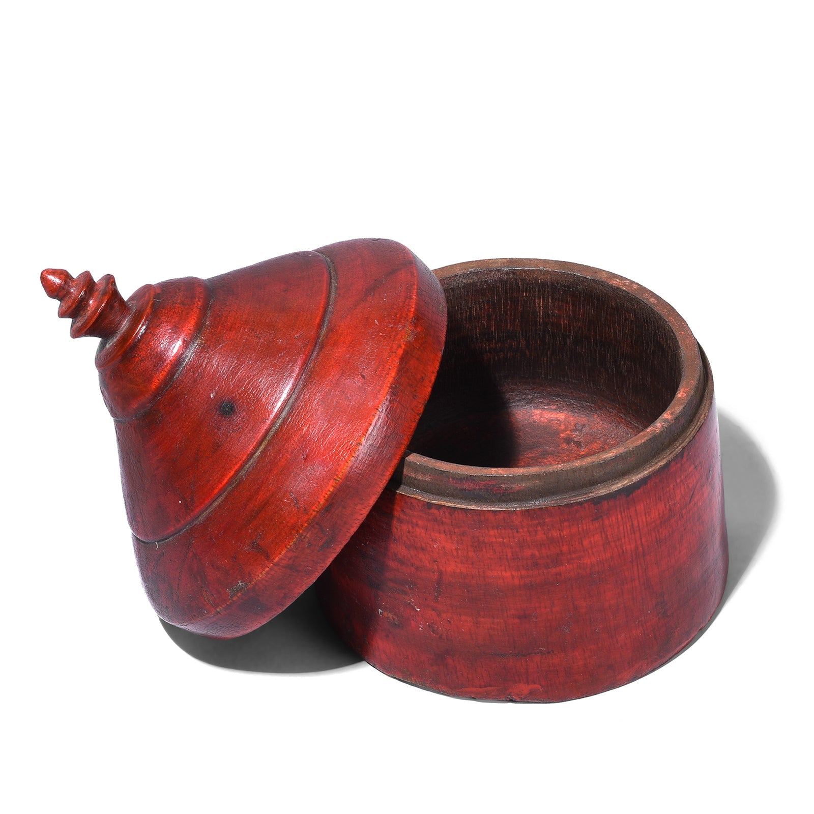 Red Lacquer Pot From Uttar Pradesh - Ca 1930