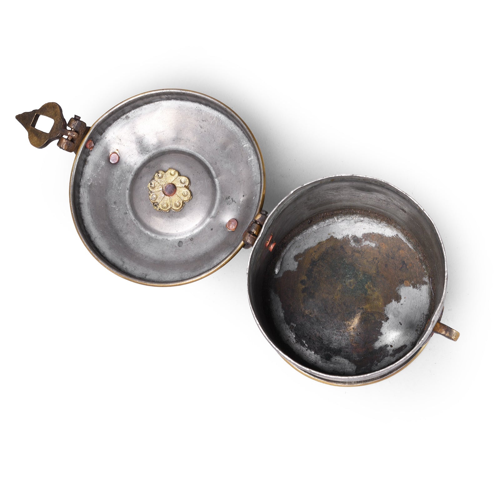 Vintage Small Brass Food Caddy From Bombay - Ca 1920