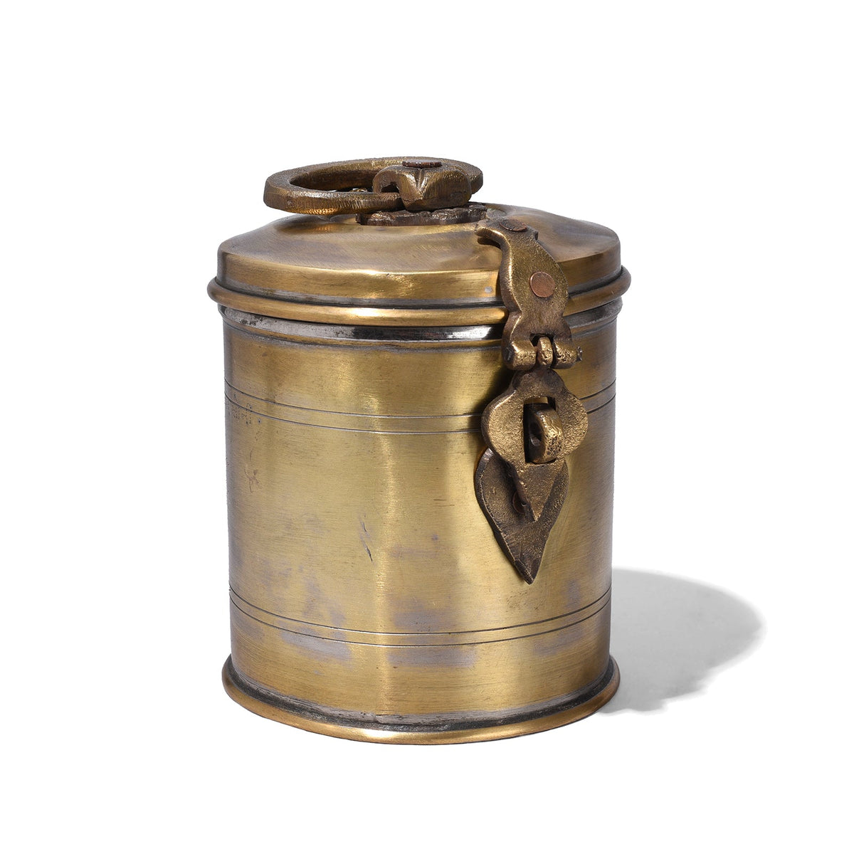 Vintage Small Brass Food Caddy From Bombay - Ca 1920