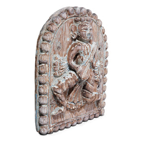 Carved Teak Musician Panel From Gujarat - 19th Century