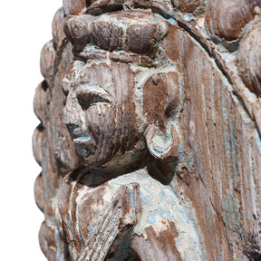 Carved Teak Musician Panel From Gujarat - 19th Century