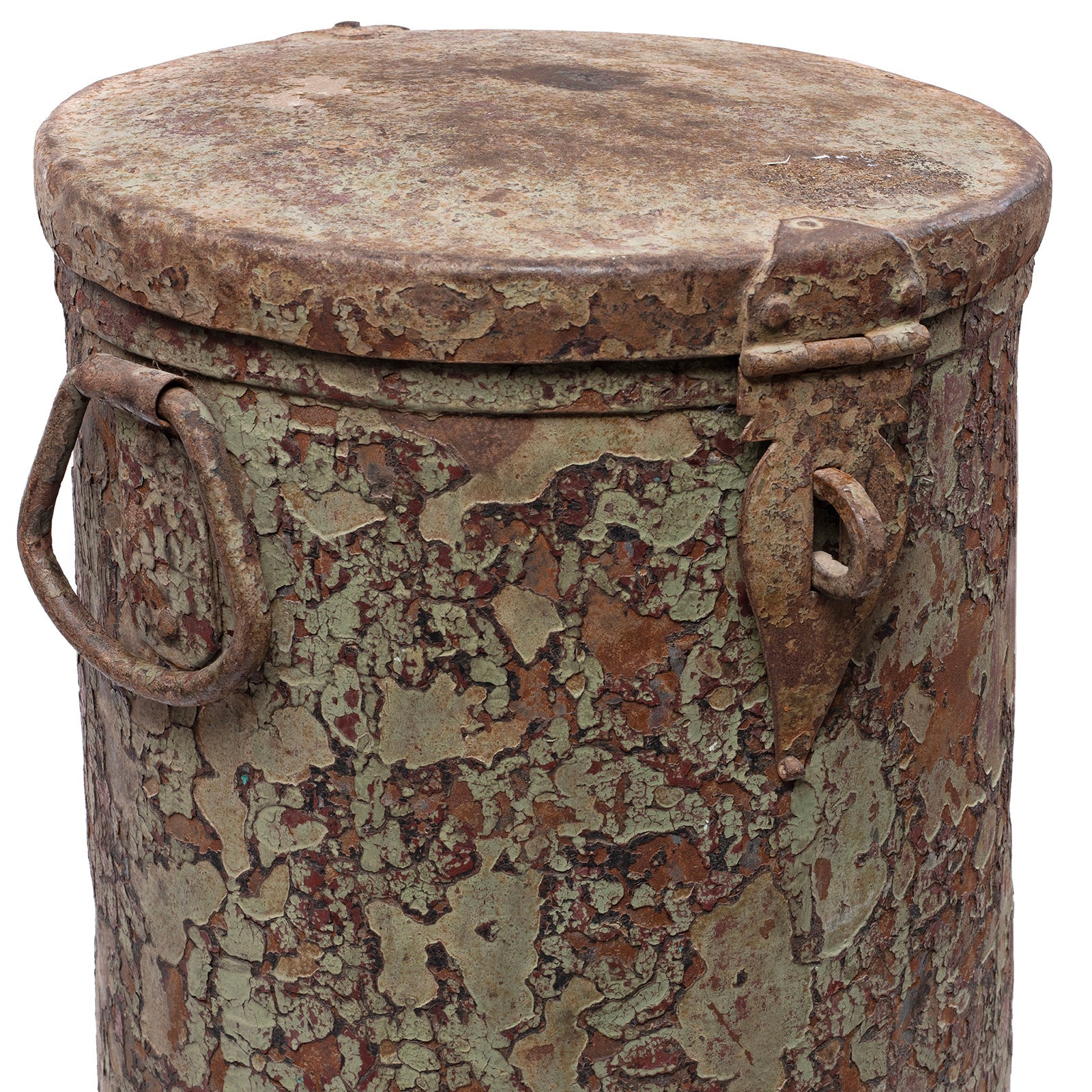 Green Painted Storage Bin From Rajasthan - Ca 1920