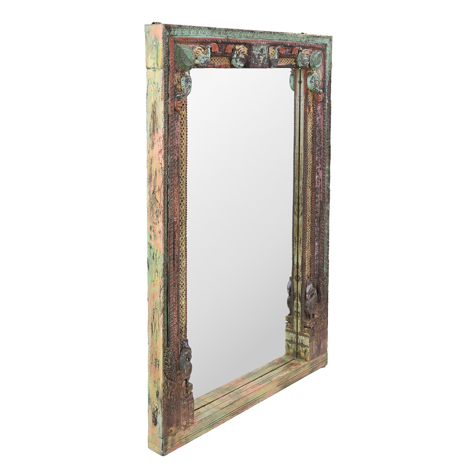 Painted Door Mirror From Andhra Pradesh - 19th Century