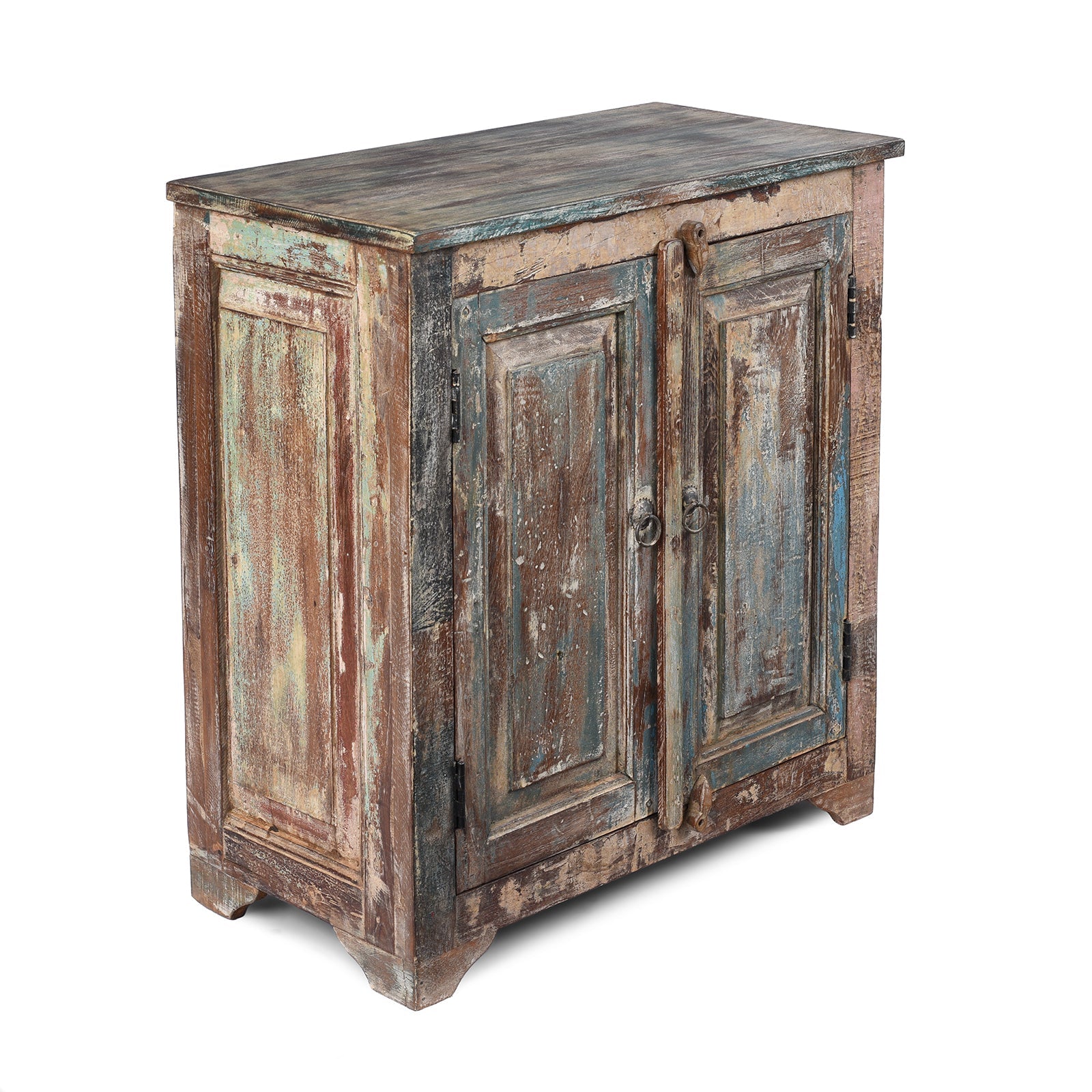 Reclaimed Teak Side Cabinet With Painted Finish