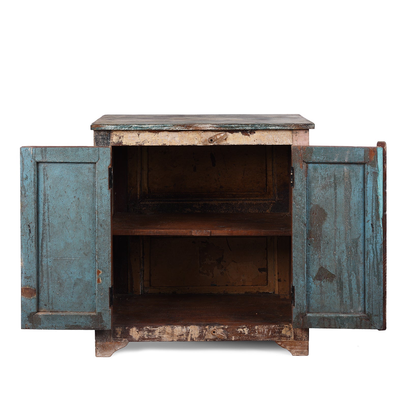 Reclaimed Teak Side Cabinet With Painted Finish