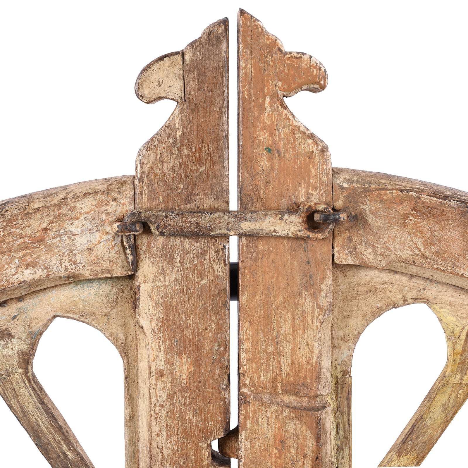 Cream Painted Teak Dog Gate From Gujarat - 1900