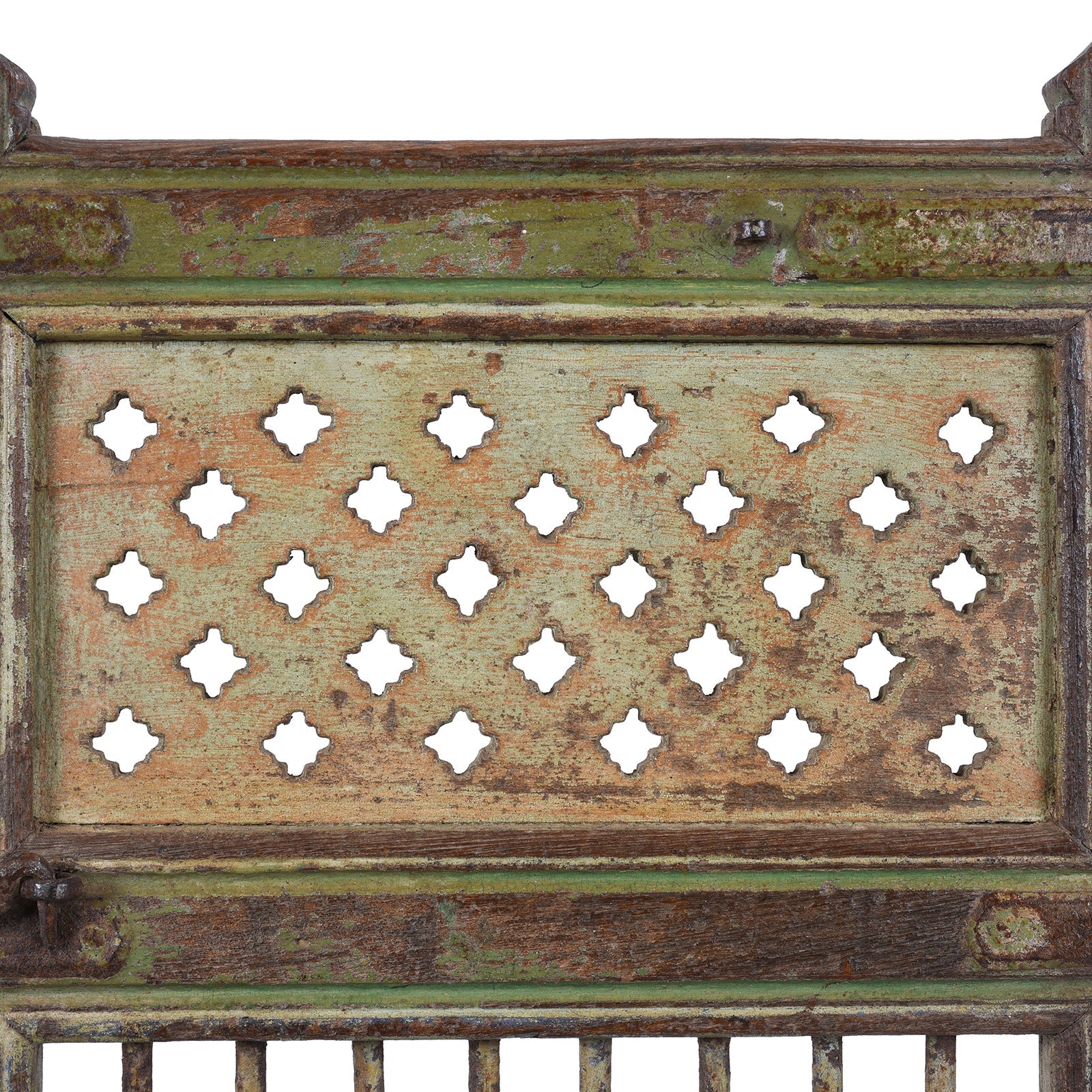 Green Painted Dog Gate From Gujarat - 19th Century