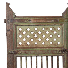 Green Painted Dog Gate From Gujarat - 19th Century