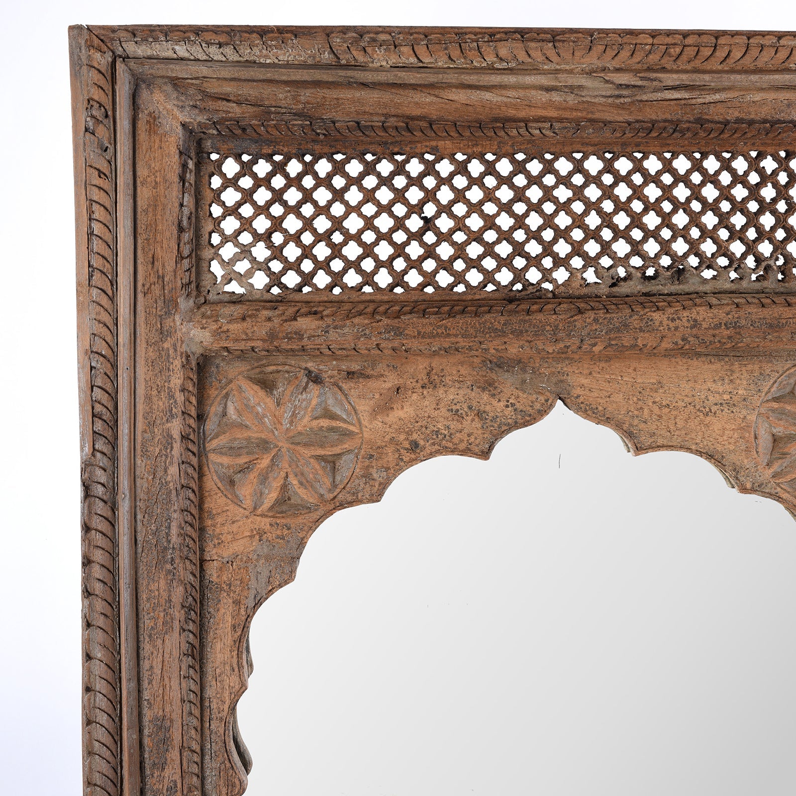 Carved Window Mirror From Madhya Pradesh - 19th Century