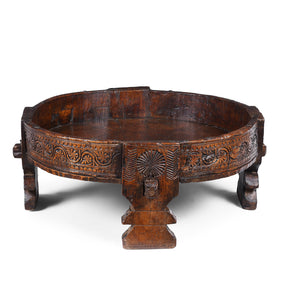 Indian Chakki Coffee Table - Teak Rice Mill - 19th Century