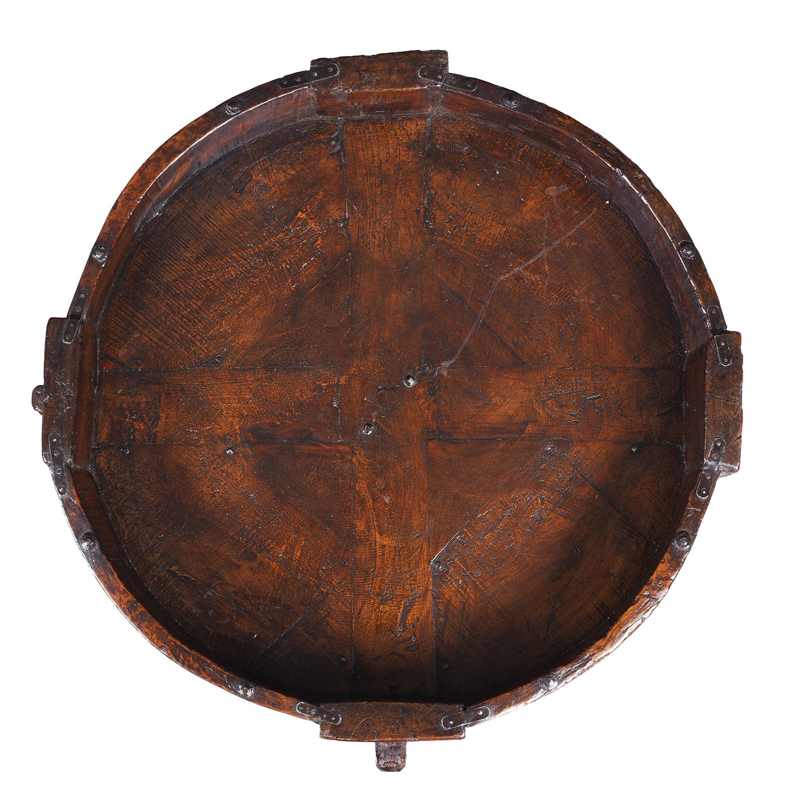 Indian Chakki Coffee Table - Teak Rice Mill - 19th Century