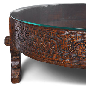 Indian Chakki Coffee Table - Teak Rice Mill - 19th Century