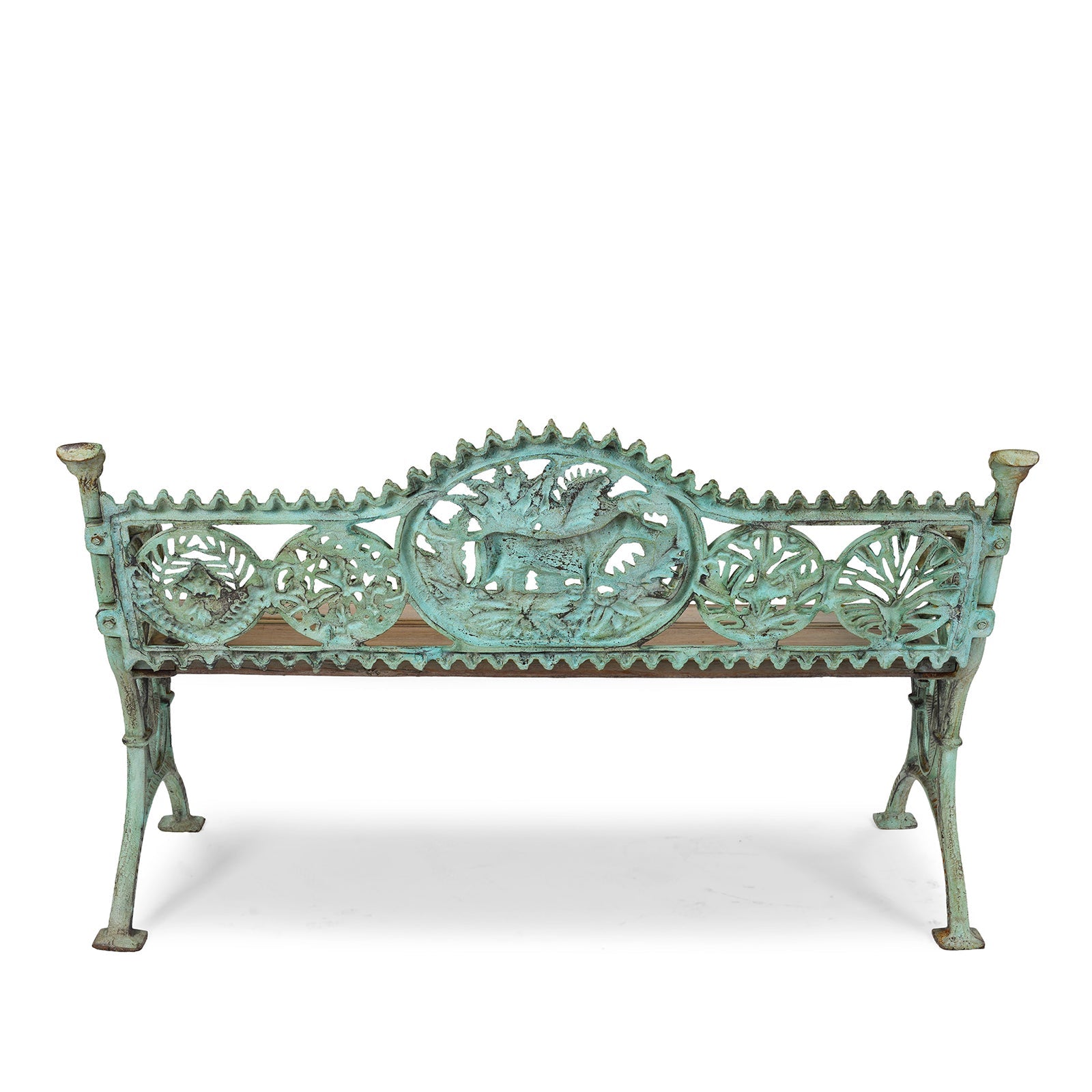 Verdigris Cast Iron Outdoor Dog Bench
