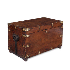 Brass Bound Indian Military Chest From Rajasthan -19th Century