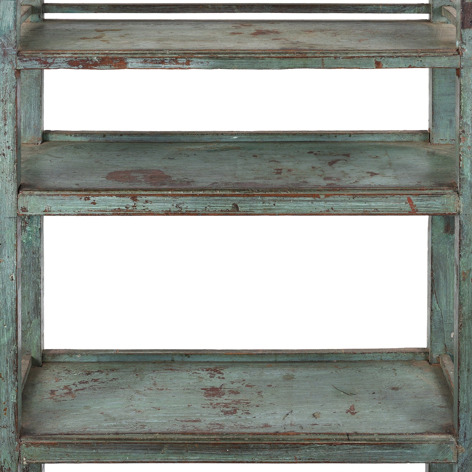 Vintage Green Painted Indian Teak Shelf - Ca 1930