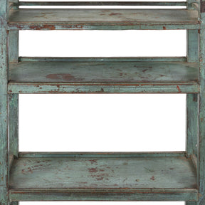 Vintage Green Painted Indian Teak Shelf - Ca 1930