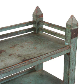 Vintage Green Painted Indian Teak Shelf - Ca 1930