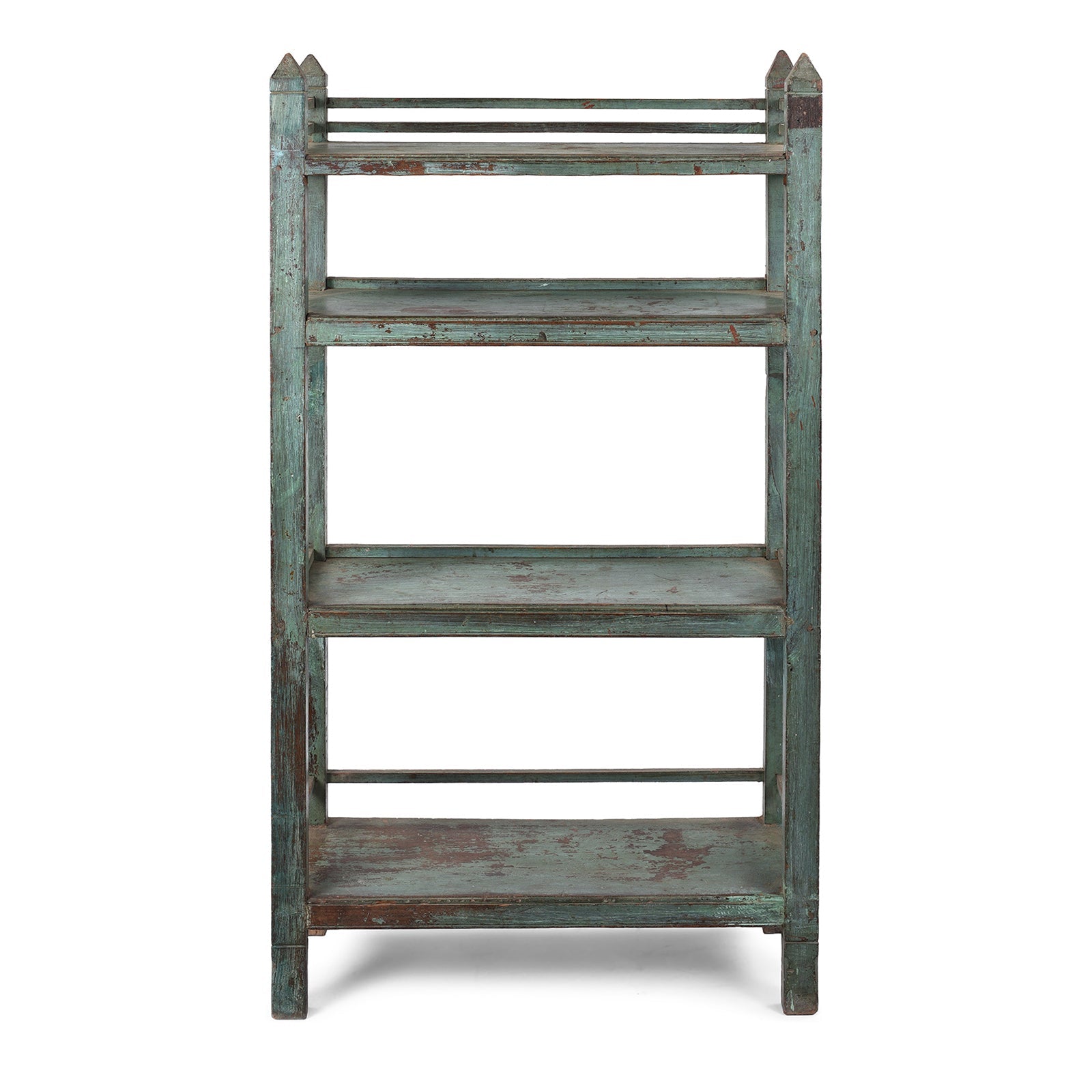 Vintage Green Painted Indian Teak Shelf - Ca 1930