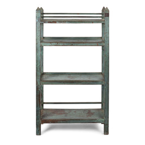 Vintage Green Painted Indian Teak Shelf - Ca 1930