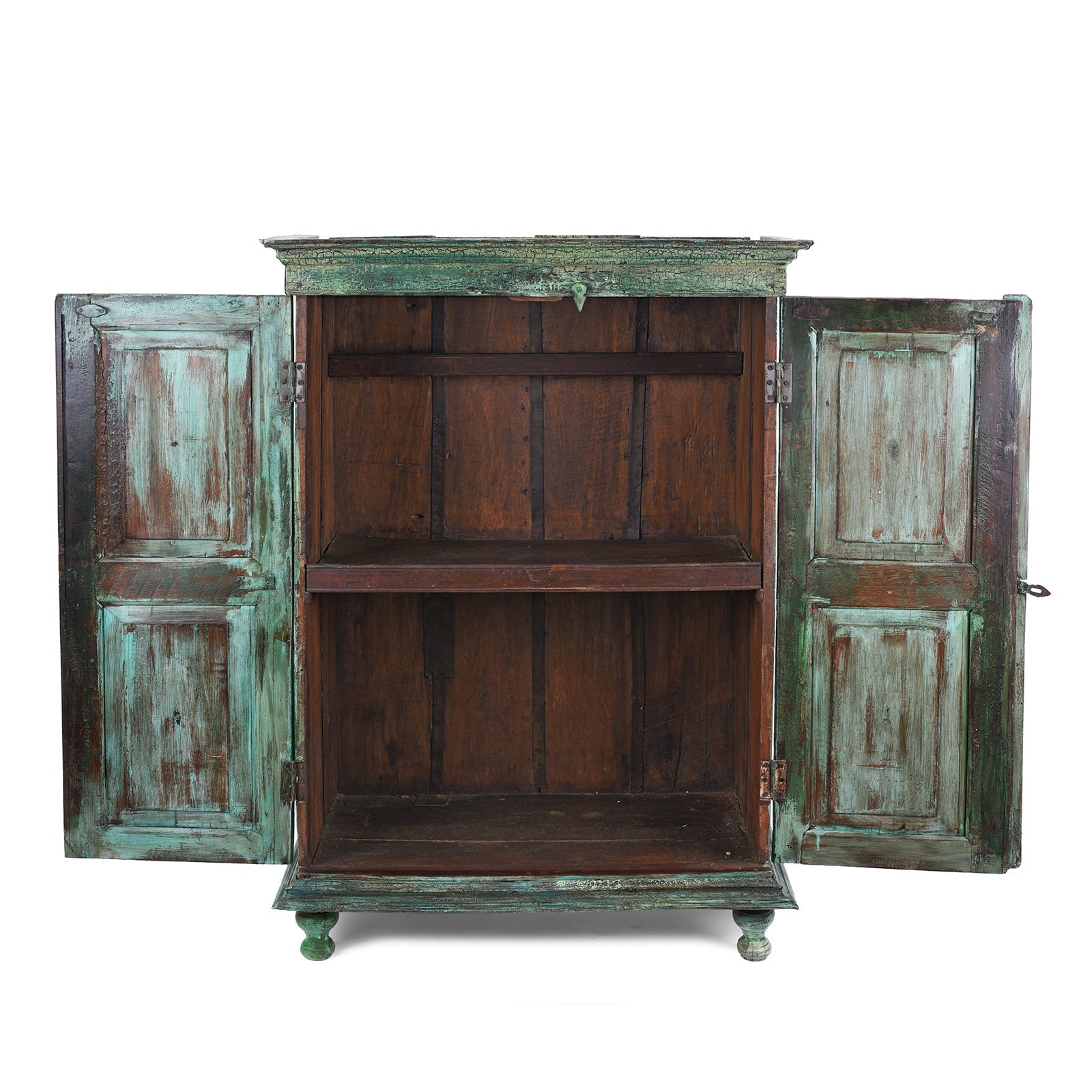 Indian Almirah Cabinet With Sunburst Panels - 19th Century
