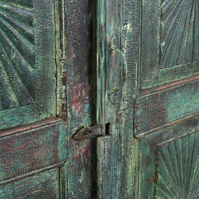 Indian Almirah Cabinet With Sunburst Panels - 19th Century