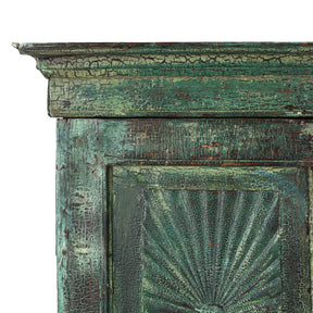 Indian Almirah Cabinet With Sunburst Panels - 19th Century