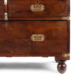 Anglo Indian Campaign Half Chest Of Drawers - 19th Century