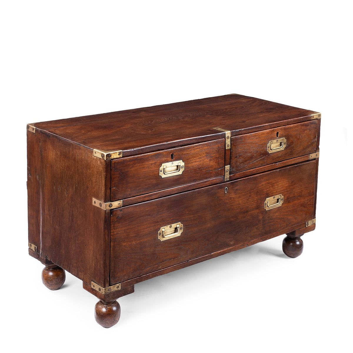 Anglo Indian Campaign Half Chest Of Drawers - 19th Century