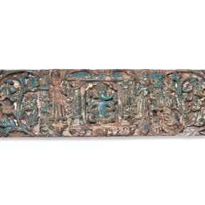 Carved Teak Ganesh Lintel Panel From Gujarat - 19th Century