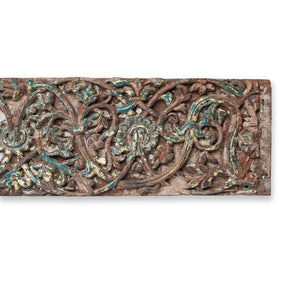 Carved Teak Ganesh Lintel Panel From Gujarat - 19th Century