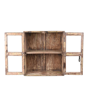 Grey Painted Teak Glazed Wall Cabinet - Ca 1930