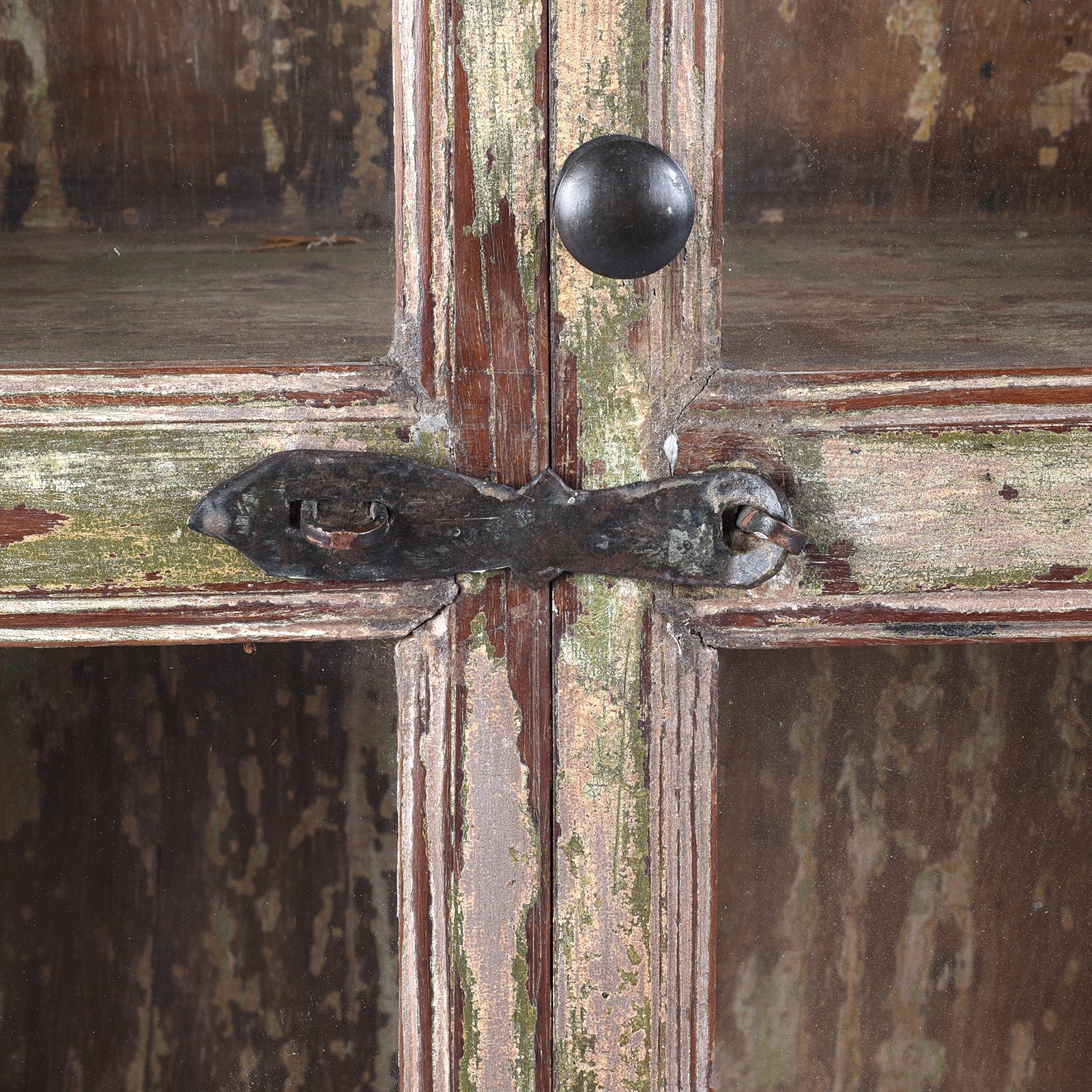 Grey Painted Teak Glazed Wall Cabinet - Ca 1930