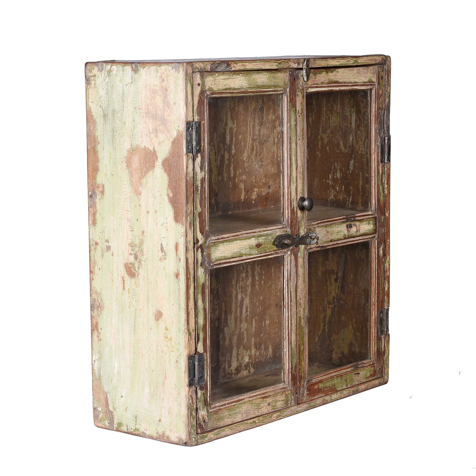 Grey Painted Teak Glazed Wall Cabinet - Ca 1930