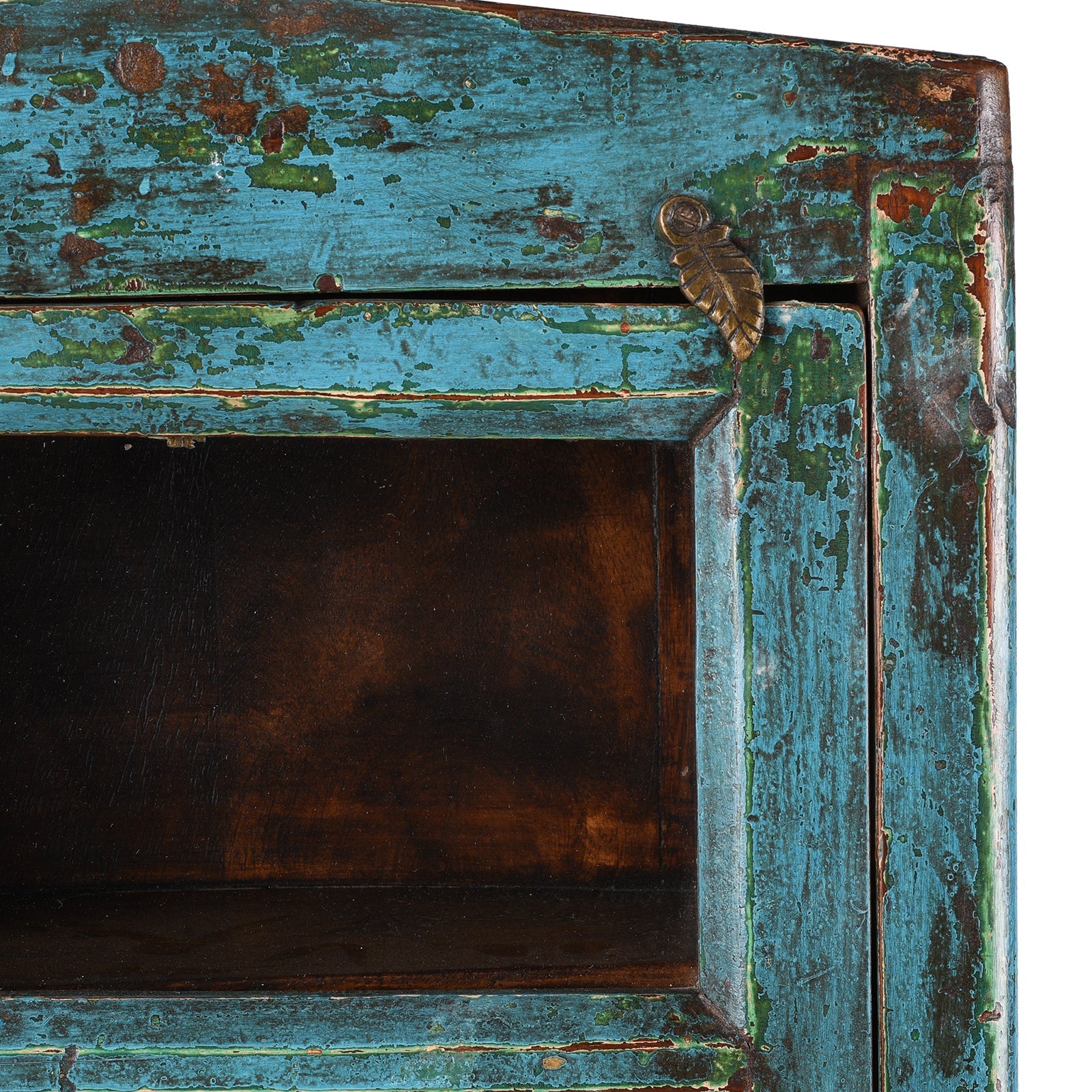 Blue Painted Teak Glazed Wall Cabinet - Ca 1930
