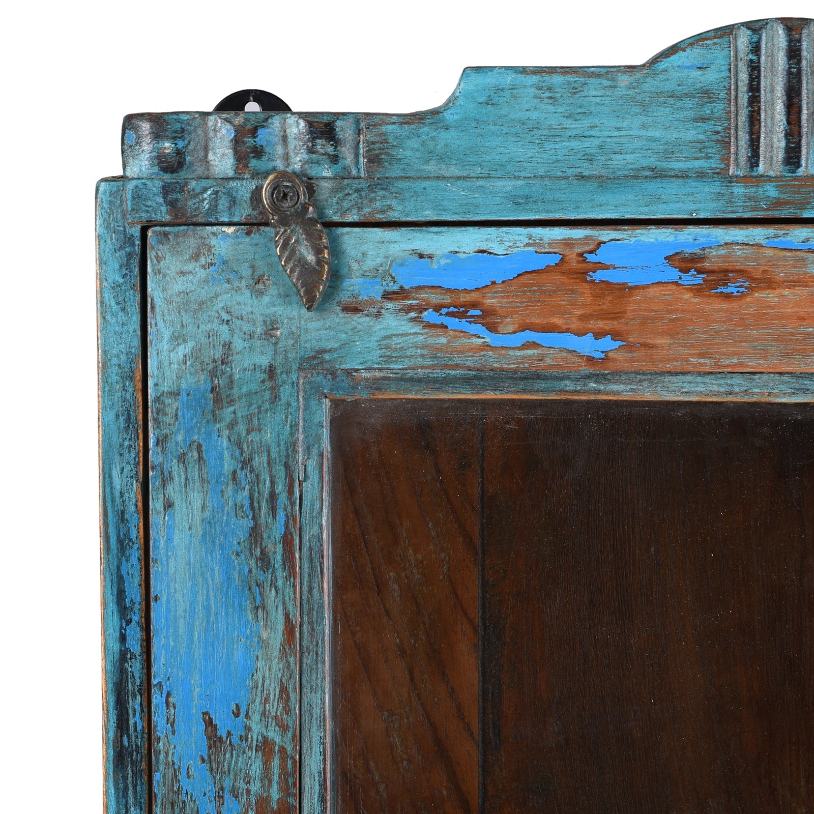 Blue Painted Teak Glazed Wall Cabinet - Ca 1930