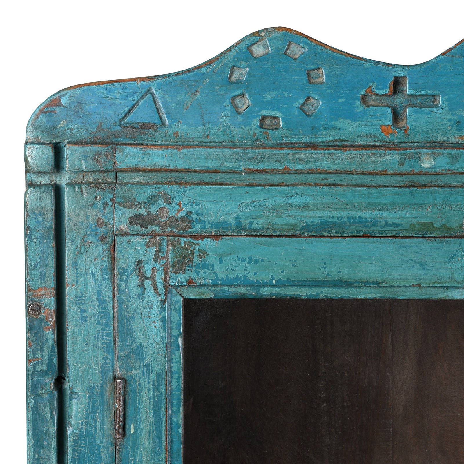 Blue Painted Teak Glazed Wall Cabinet - Ca 1930