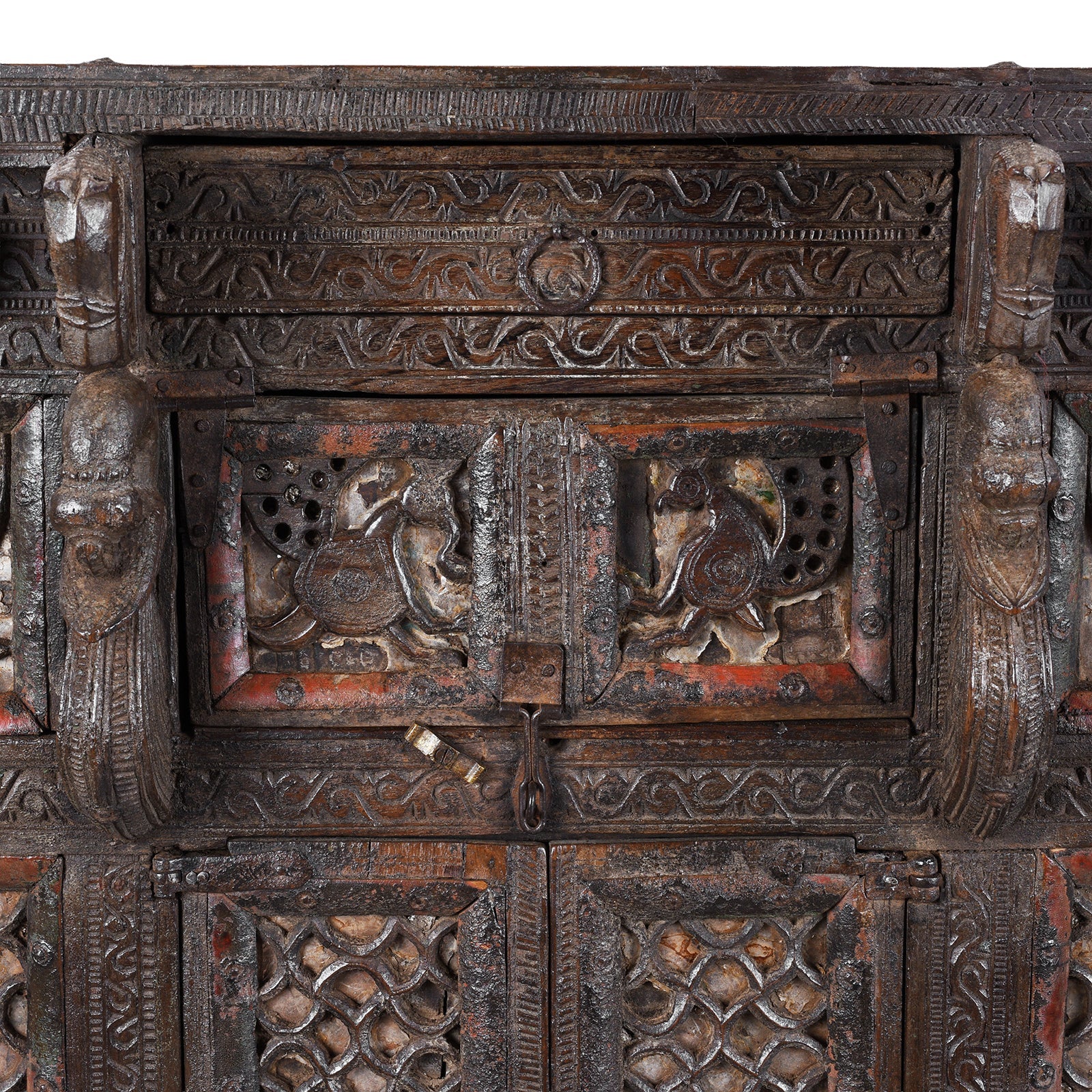 Teak Majus Dowry Chest From Saurashtra - 19th Century