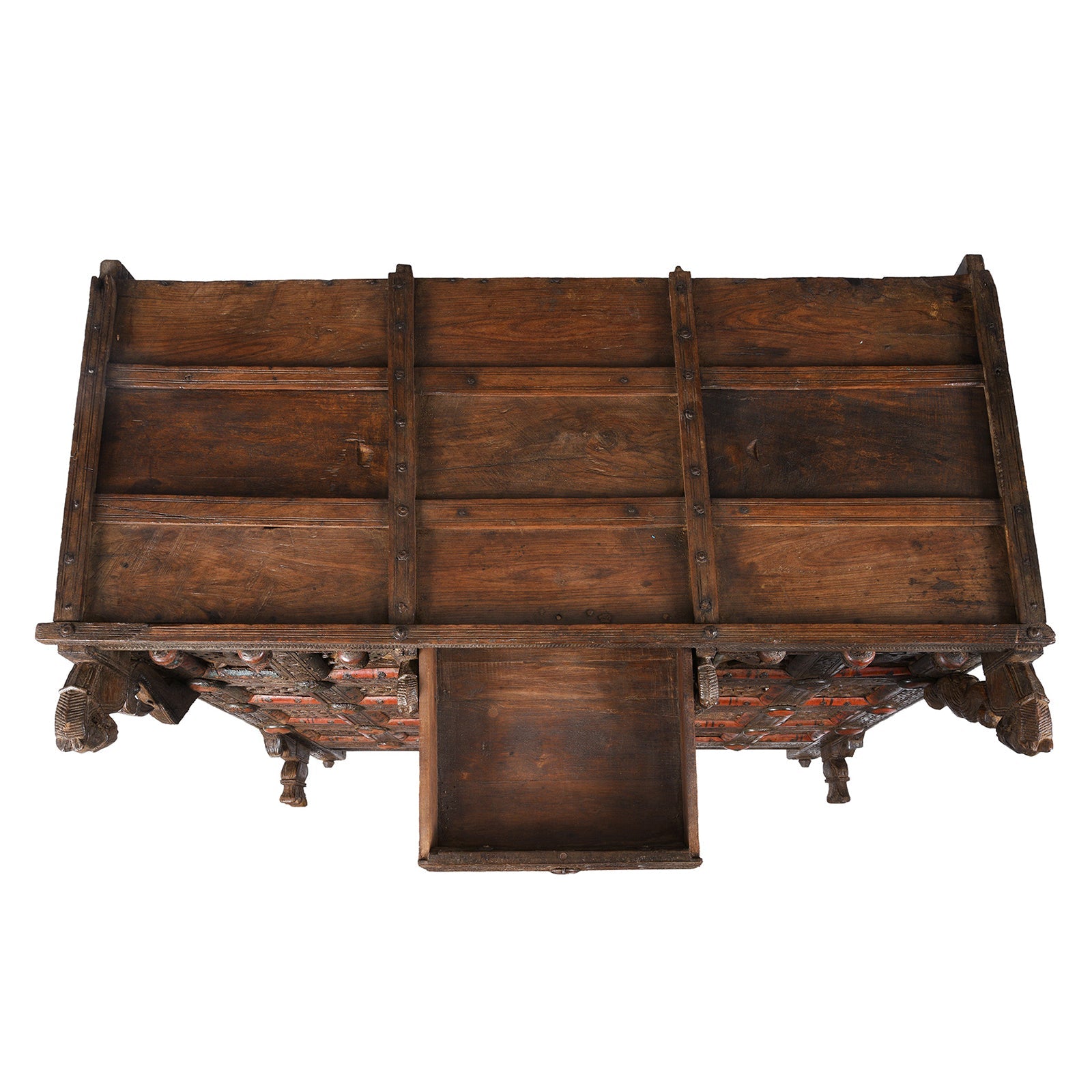 Teak Majus Dowry Chest From Saurashtra - 19th Century